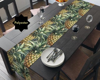 Camino de mesa con estampado de piña para decoración de comedor Camino de mesa de poliéster con estampado de frutas Regalo único para bodas Decoración del hogar Regalo de inauguración de la casa