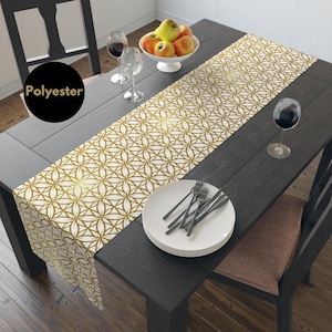 Vibrant Gold Shimmer Geometric Print Table Runner for Dining Room Decor Gift for Wedding Gold Table Runner for Table Decor and Home Decor