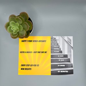 1-Jahres-Meilenstein-Postkarte zur Nüchternheit/Genesung mit Umschlag