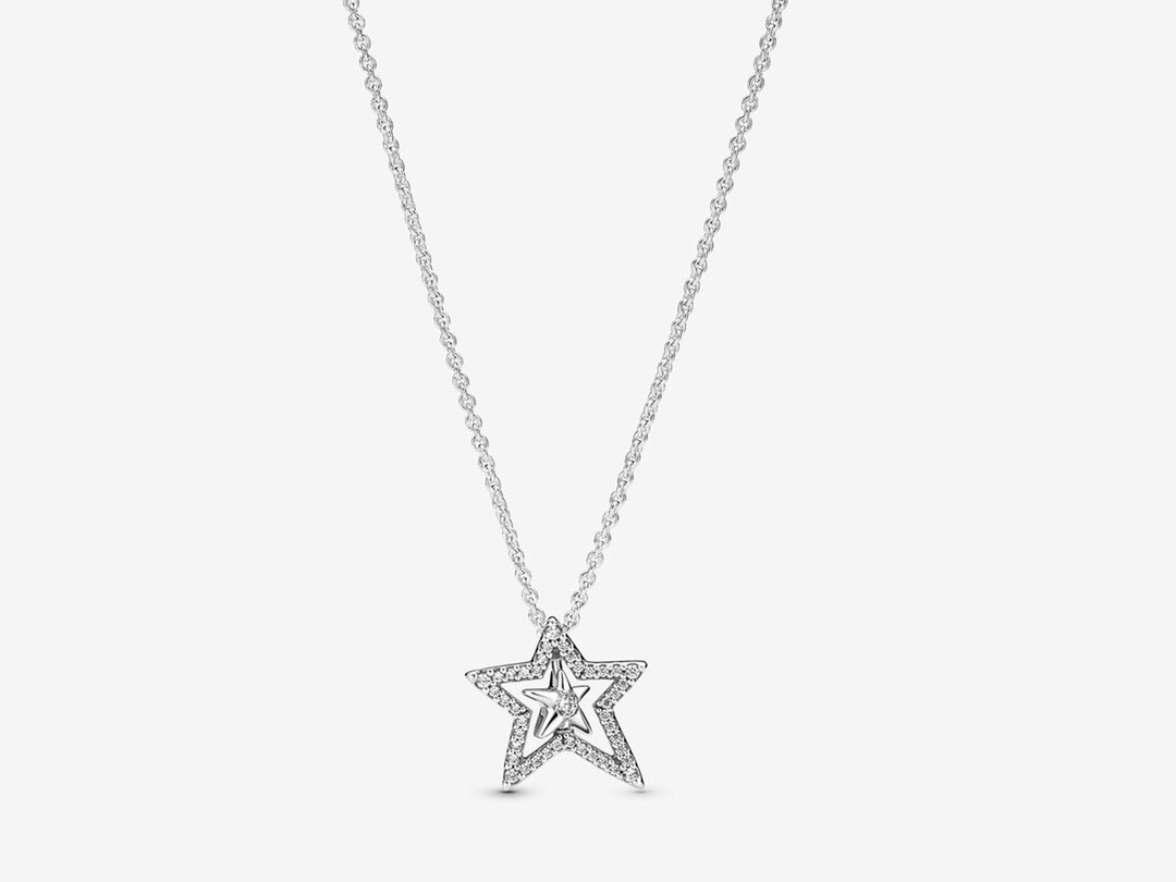 Pandora Asymmetrical Starry Necklace Shimmering Starlight Etsy