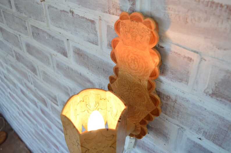 Scandinavische vintage handgemaakte houten muur hanglamp, schattig housewarming schans cadeau voor nieuw huis voor haar of cadeau voor hem afbeelding 9