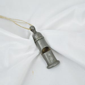Antique 1800&#39;s Silver Pewter Military, Police or Train Conductors Whistle - Unique Collectible Vintage Metal Item for Nostalgia gift for him