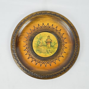Vintage Wood Wall Plate Mural - Decorative Art Plate with Intricate Design - Rustic Home Décor gift vintage mid century home wall art