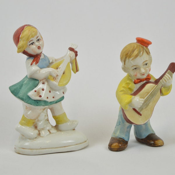 Collectible Vintage Porcelain Figurines: German Musicians Playing and Singing, Hand Painted imported