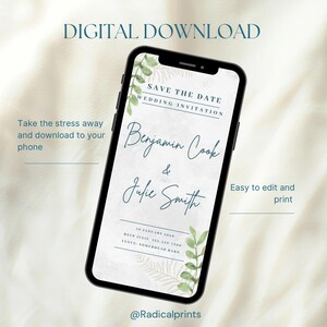 Electronic Wedding Reception Invitation Template, Botanical Reception Evite, Digital Reception E-invite, Instant Download