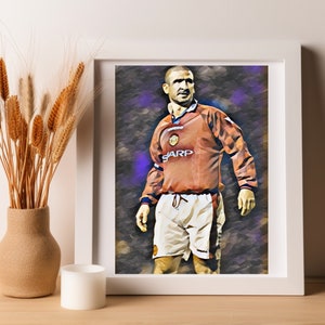 Eric Cantona, Manchester United, Football, Watercolor Picture Poster