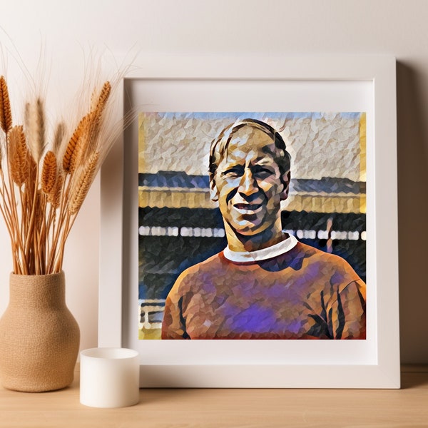 Bobby Charlton, Manchester United, Football, Watercolor Poster