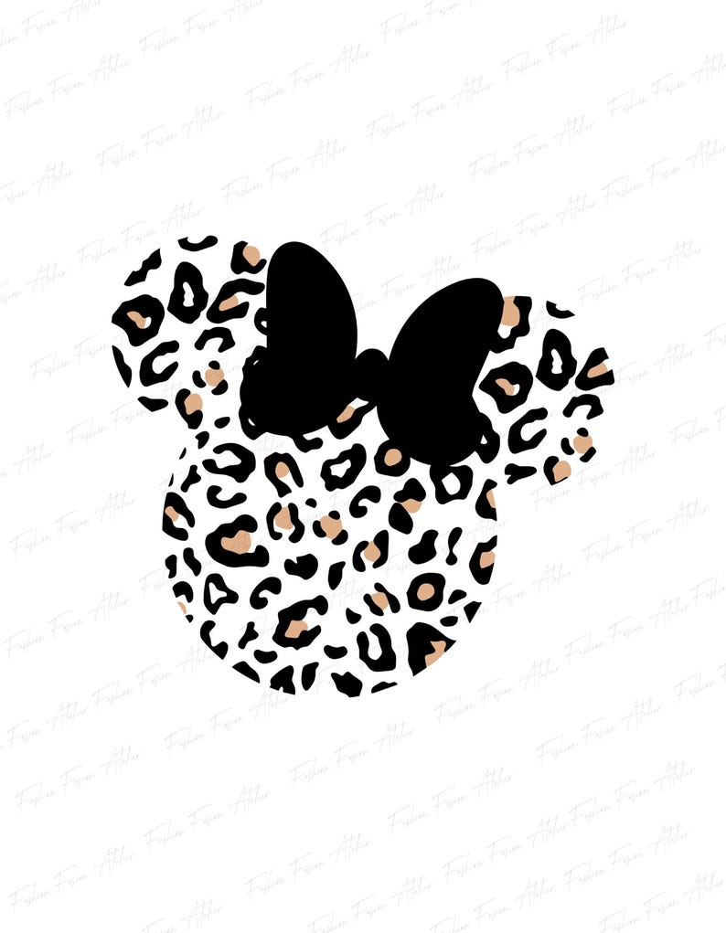 a minnie mouse head with a leopard print on it