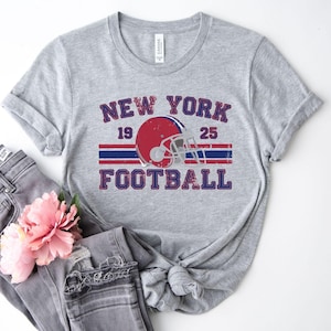 Distressed New York Football T-Shirt, Retro Giants Crewneck