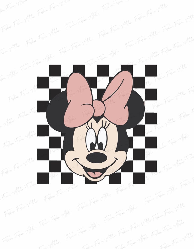 a minnie mouse face with a pink bow