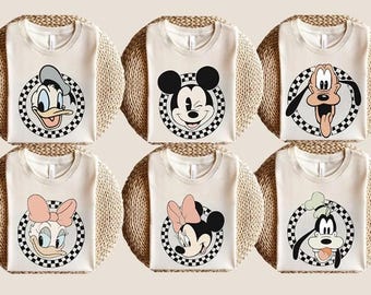 Mickey en vrienden, retro Mickey-bundel, retro Disney-reis, geruite Mickey png, retro Mickey png, Disney-gezinsvakantie, aangepaste Disney