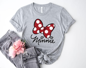 Minnie Bow Tee, Disneyland Women T-Shirt, Disney Mouse Tee, Birthday Gift, Disneyworld Tee for Friend, Minnie Trip Tee, Minnie Mouse Apparel