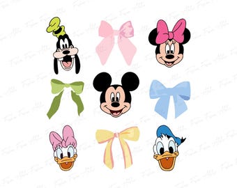 Mickey and Friends Bows PNG, Disneyland Family Trip Design (Instant Download)