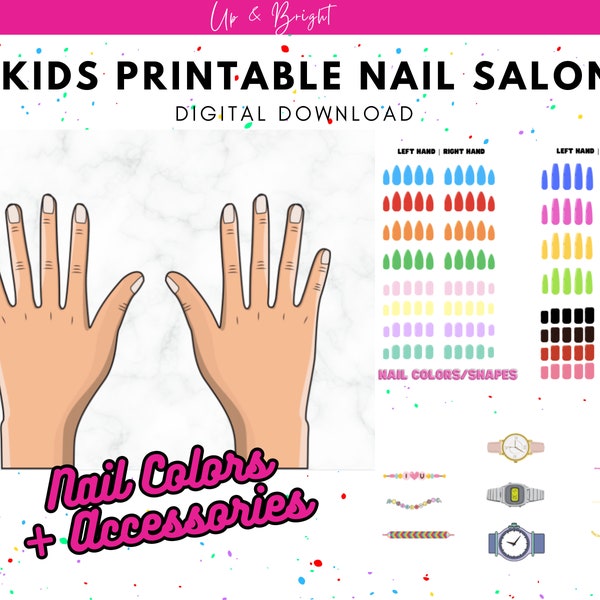 Printable Kids Nail Salon | Kids Manicure Set | PDF Nail Salon | Instant Download | Dramatic Play | Pretend Play | Kids Rainy Day Activities