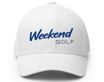 Weekend Golf - Gorra de golf divertida - Blanca - FlexFit - Gorra de golf para hombre