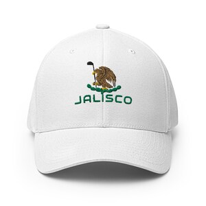 Jalisco Golf MVP Hat - Mexico Eagle [white] [flex fit] Golf Hat for Men