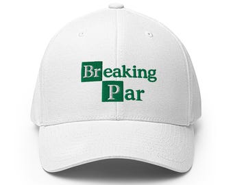 Breaking Par - Gorra de golf divertida - Blanca - FlexFit - Gorra de golf para hombre