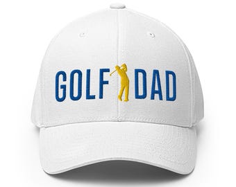 Golf Dad Long Blue - White - Czapka golfowa Fun - FlexFit - Czapka golfowa dla mężczyzn