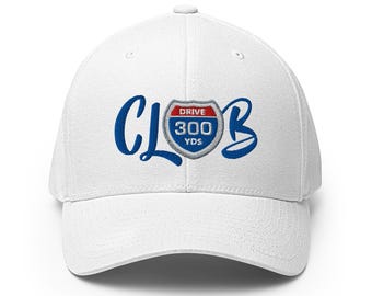 Club 300yd Drive - White - Fun Golf Hat - FlexFit - Golf Hat for Men