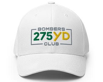 275 YD Bombers Club - wit - leuke golfhoed - FlexFit - golfhoed voor heren