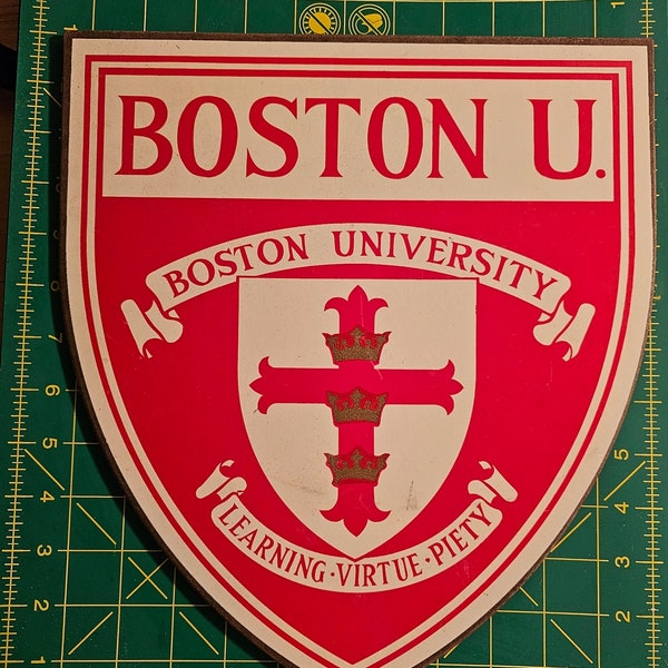 Vintage Old Boston University College Alumni Dorm Herald Plaque Sign College Fan