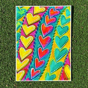 Original Art Print “LOVELINE” | Psychedelic Hand-Drawn Print | Vibrant Abstract Art | Trippy Pattern Illustration | Original Art | 8x11in or