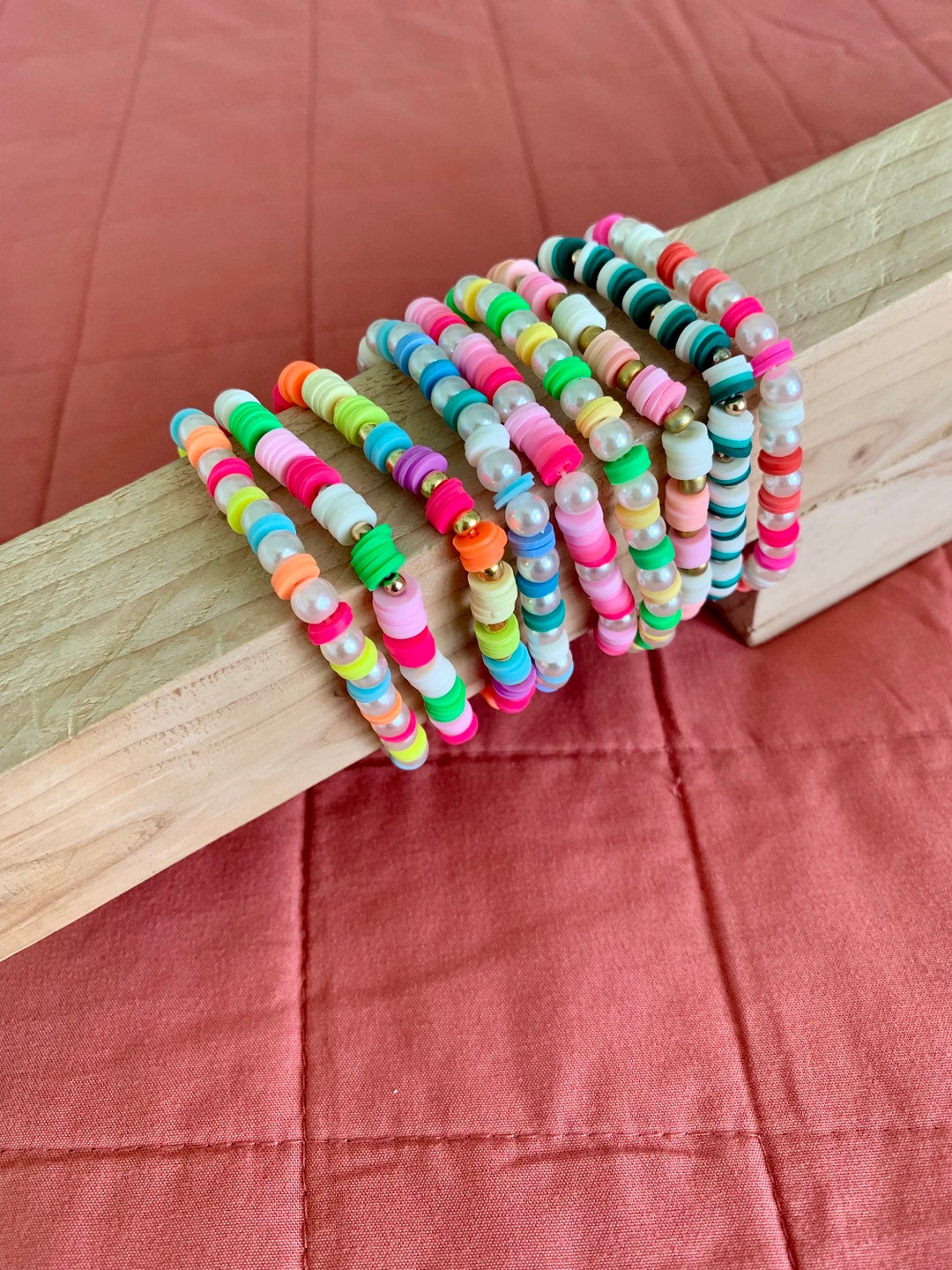 Multi-color Choosable Clay Bead Pearl Bracelets - Etsy