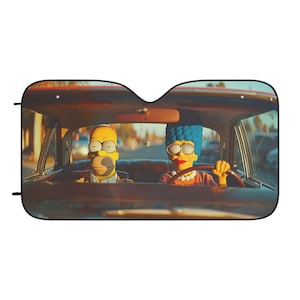 Humorous Car Sun Shades featuring Iconic Family, Auto Accessory, Gifts for Car Lovers, Funny Sunshades, Road Trip Essentials