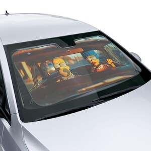 Humorous Car Sun Shade: Iconic Family Design, Road Trip Accessory