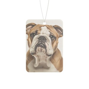 Ambientador para coche con aroma a Bulldog Británico: aromas a coche nuevo, pino y hielo negro imagen 6