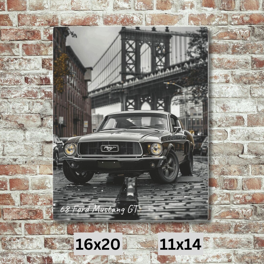 1968 Mustang GT Metal Wall Art: Retro Garage Sign, Classic Car