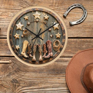 Rustic Cowboy Wall Clock: Western Farmhouse Decor