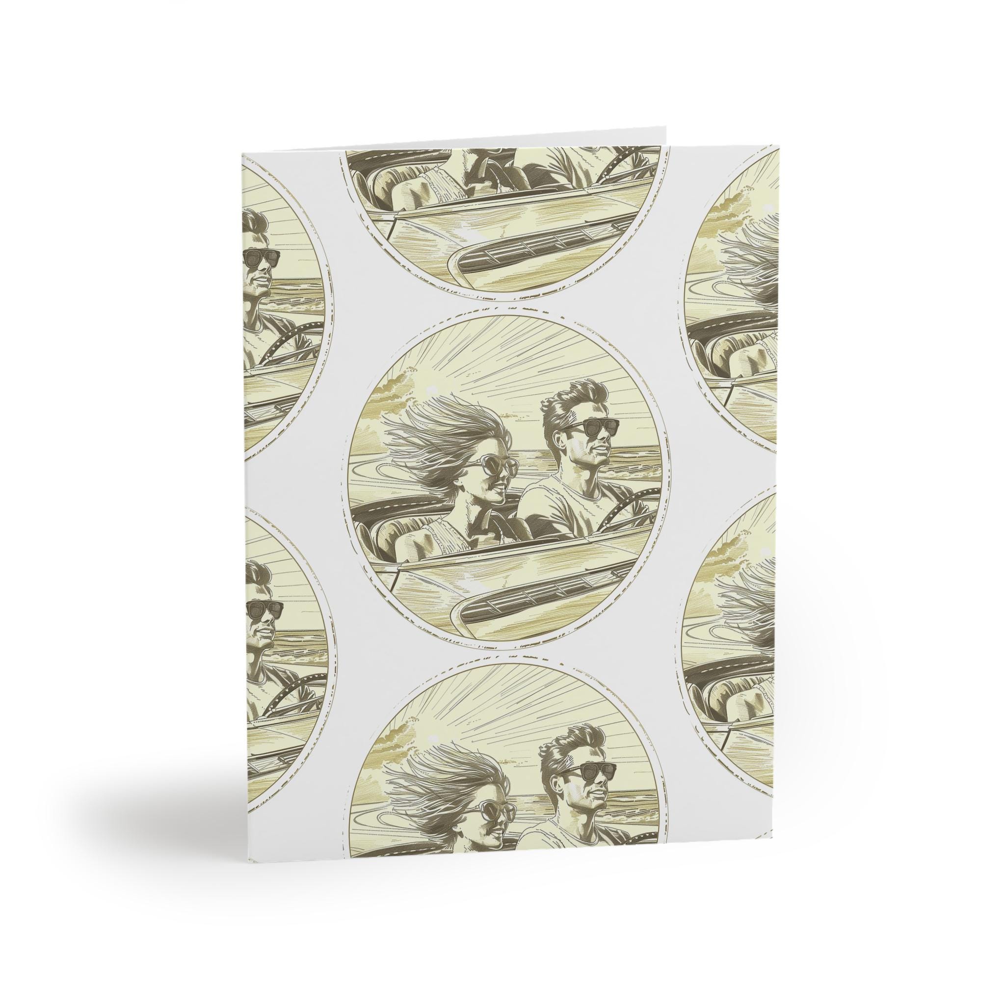 ヴィンテージロードトリップグリーティングカードセット：レトロカー