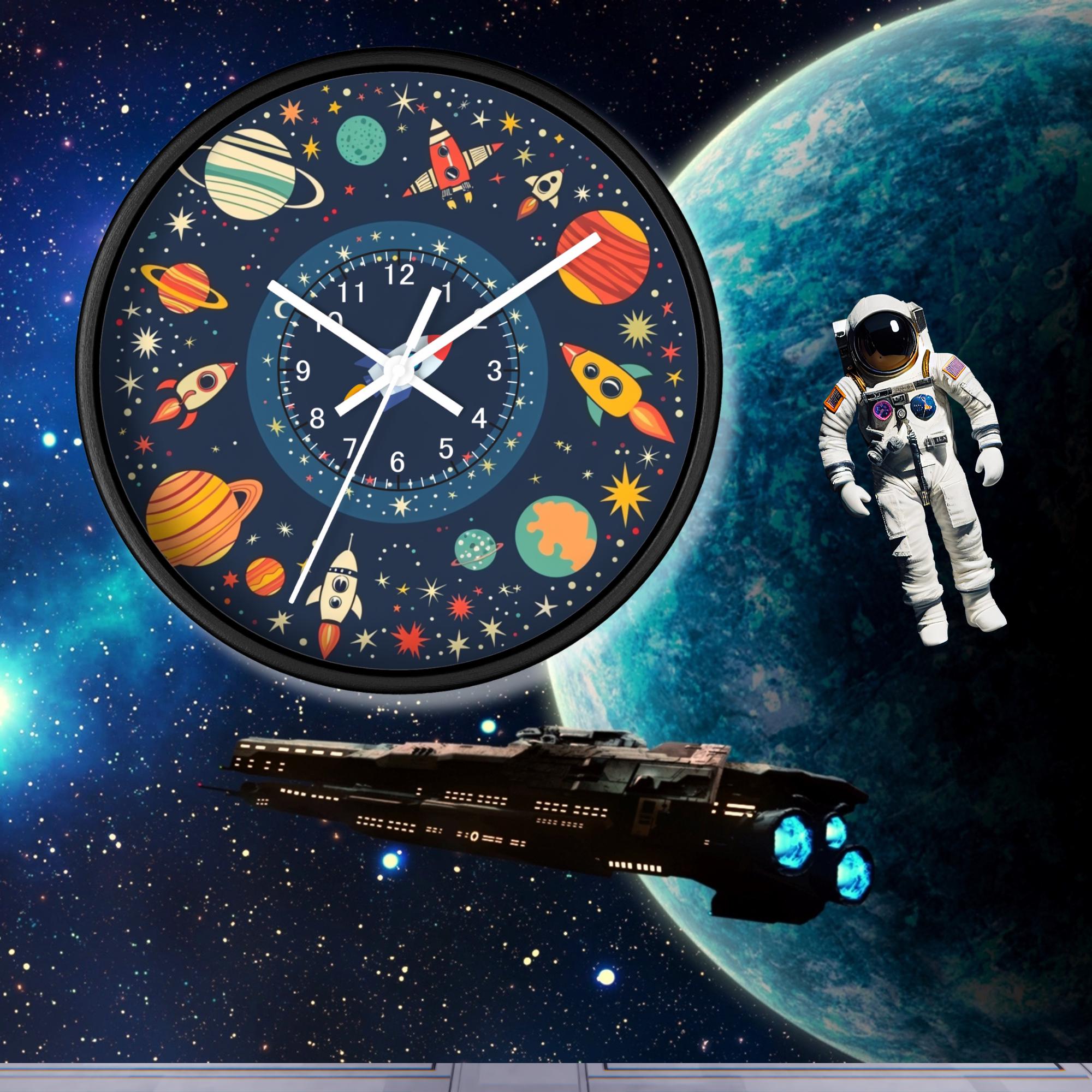 銀河系壁掛け時計：惑星とロケット - 宇宙をテーマにした装飾 - Etsy 日本
