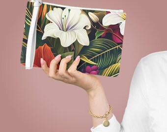 Bolso de mano floral tropical: Estampado Saffiano, accesorio de viaje