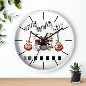 Horloge murale guitare et batterie : déco rock rétro