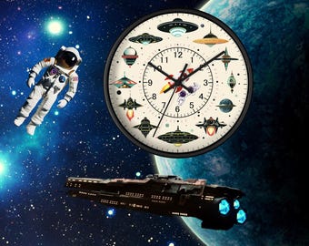 UFOs | 12 Classic UFOs | Sci-Fi Wall Art Clock | Space & Mystery Home Décor