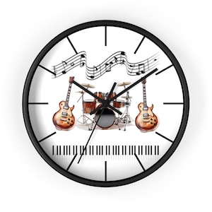 Musical Wall Clock: Guitar & Drums Decor - Music Lover Gift