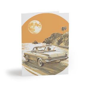 Cartões comemorativos de carros retrô | Cartões de visita automotivos vintage para qualquer ocasião, aniversário, agradecimento, viagem, amizade