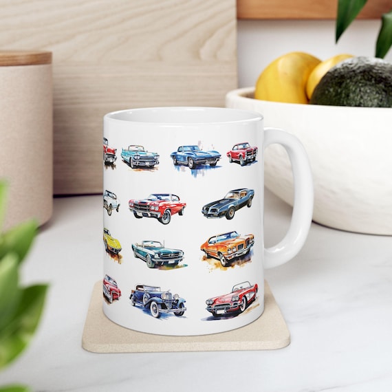 ヴィンテージアメリカンクラシックカー13選 セラミックマグカップ：車
