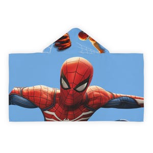 Toalha com capuz infantil do Homem-Aranha | Toalha de banho de praia para crianças imagem 3