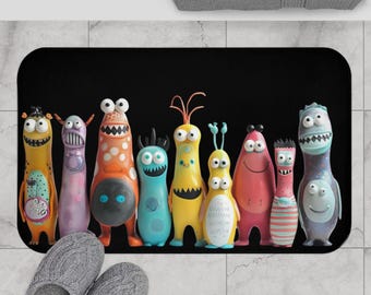 Fun Monsters Bath Mat: Memory Foam, Non-Slip Kids Bathroom Decor
