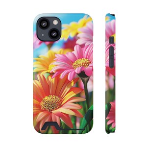 Floral Handy Hülle mit Kartenhalter | Lebendiges Blumendesign, funktionales Geschenk, Sommerzubehör, Naturliebhaberartikel, Telefonzubehör