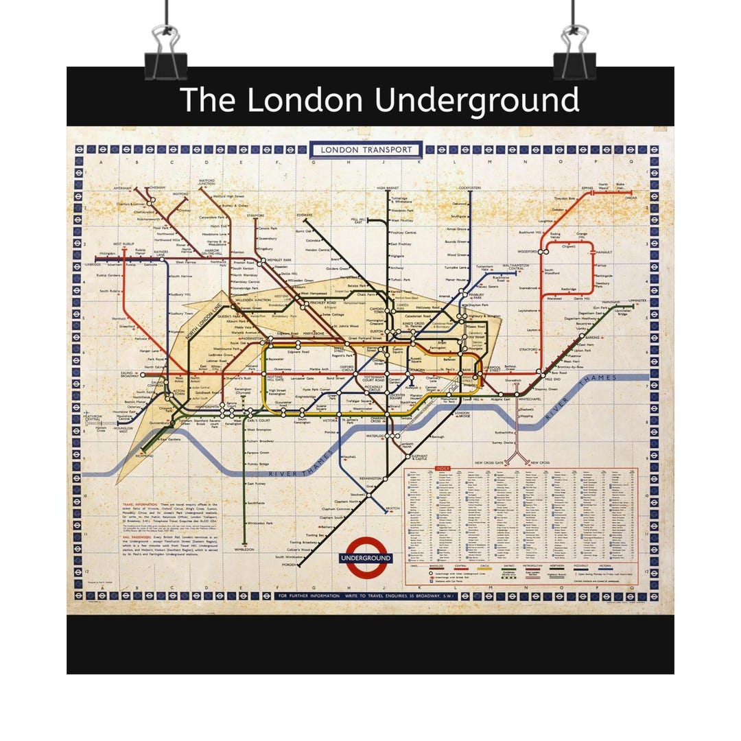 London Underground Map Matte Poster | Vintage Tube Map Wall Art - Etsy