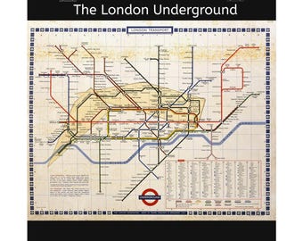 Poster mat de carte du métro de Londres | Art mural carte vintage en métro