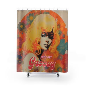 Groovy 70s Shower Curtain: Retro Bohemian Bathroom Decor