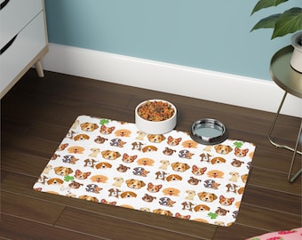 Dog Food Mat, Puppy Decor, Non-Slip Pet Bowl Mat