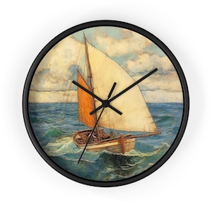 Nautical Wall Clock - Vintage Sailing Decor, Marine Gift, Beach House Wall Art, Coastal Home Accessories, Nautical Theme Clock