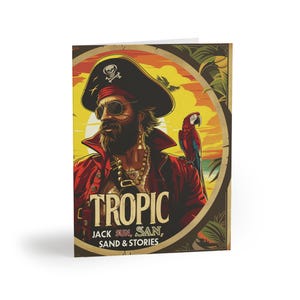 Tropical Greeting Cards, Pirate Theme, Retro Design, Summer Camping, Adventure Celebrations, Birthday Wishes, Beach Parties