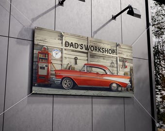 Decoração de parede com o Chevrolet Bel Air 1957, placa para garagem/oficina, ideal para entusiastas de carros.